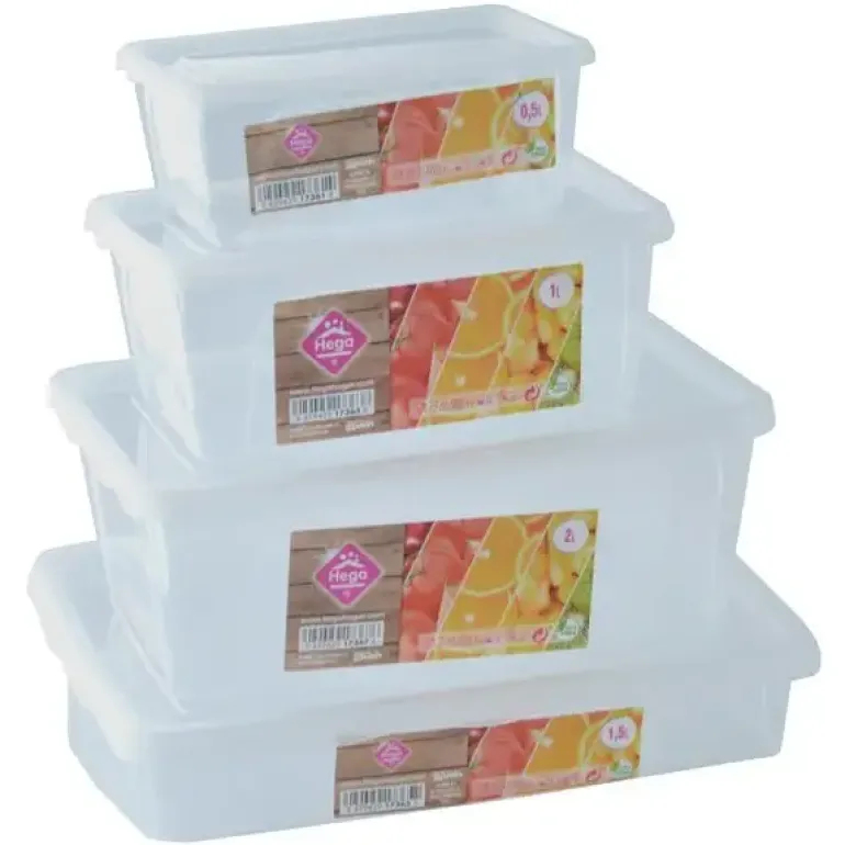HEGA Lunchbox pojemnik prostokątny / 0,5 l / 5,5 x 14,5 x 9,5 cm / transparentny / tworzywo sztuczne