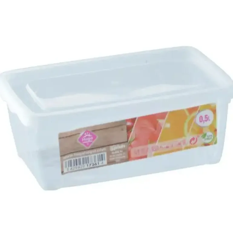 HEGA Lunchbox pojemnik prostokątny / 0,5 l / 5,5 x 14,5 x 9,5 cm / transparentny / tworzywo sztuczne