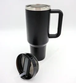 IMCHEX | BLACK | Kubek termiczny 1200 ml ze słomką + 10 szklanych słomek