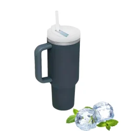 IMCHEX | CHARCOAL | Kubek termiczny 1200 ml ze słomką + 10 szklanych słomek