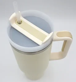 IMCHEX | CREAM | Kubek termiczny 1200 ml ze słomką + 10 szklanych słomek