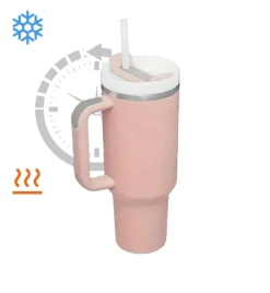 IMCHEX | PINK DUSK | Kubek termiczny 1200 ml ze słomką + 10 szklanych słomek