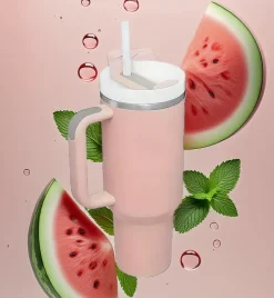 IMCHEX | PINK DUSK | Kubek termiczny 1200 ml ze słomką + 10 szklanych słomek