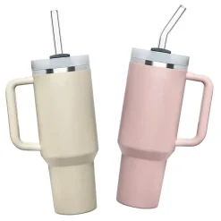 IMCHEX | PINK DUSK | Kubek termiczny 1200 ml ze słomką + 10 szklanych słomek