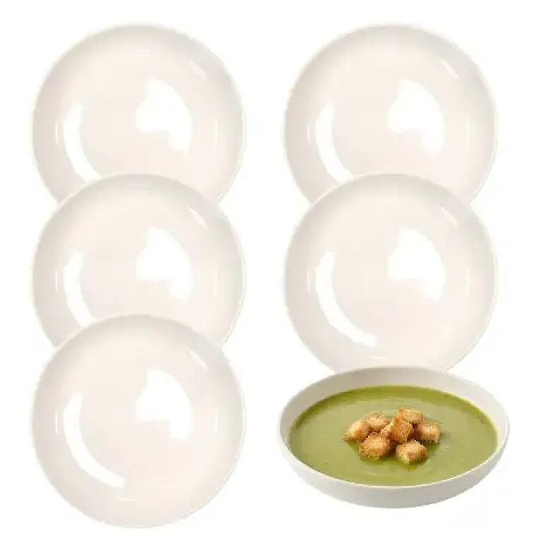 KAIA HOME AURA Talerz głęboki 21,5 cm / 18 sztuk ceramika ecru