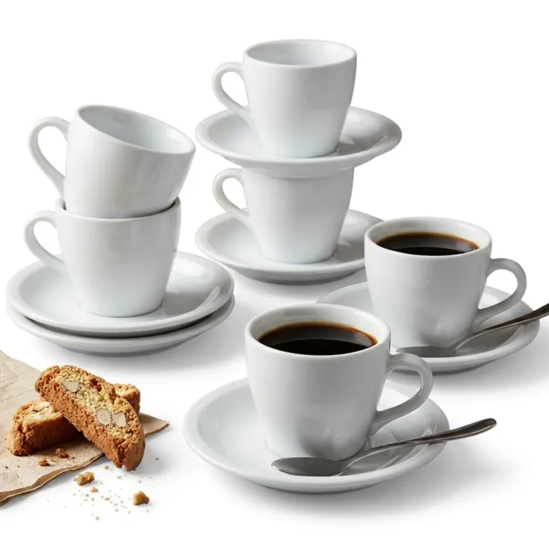 KAIA HOME BASIC Komplet 6x Filiżanka 220 ml ze spodkiem 15 cm