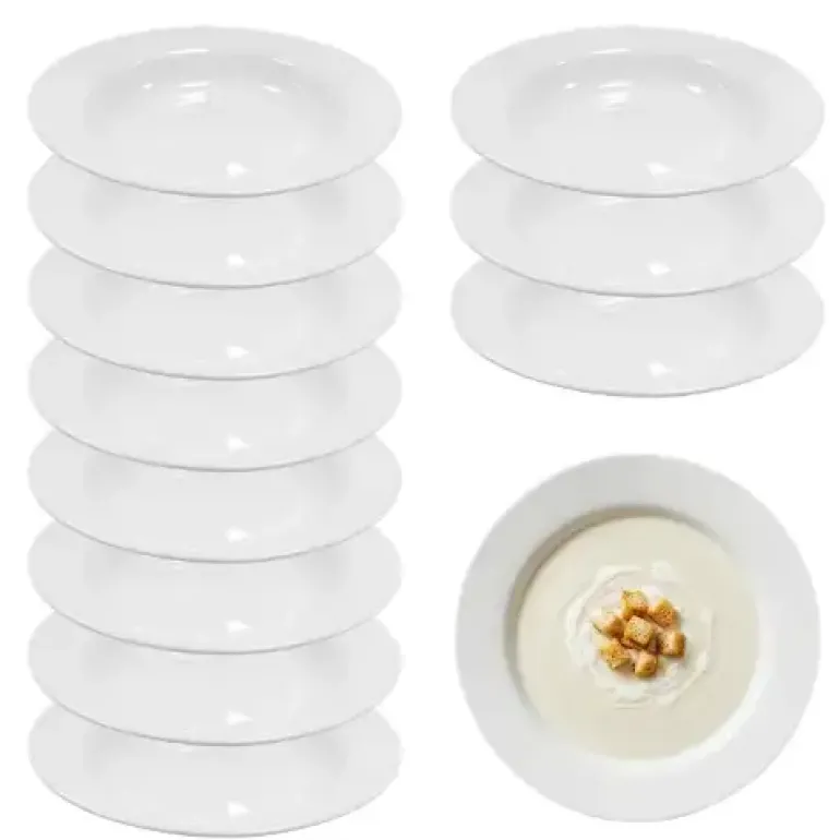 KAIA HOME BASIC Talerz głęboki 22 cm / 12 sztuk biała ceramika