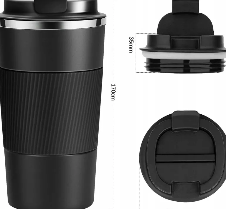 KAIA HOME | Komplet 2x Kubek termiczny 510 ml + 380 ml / czarne