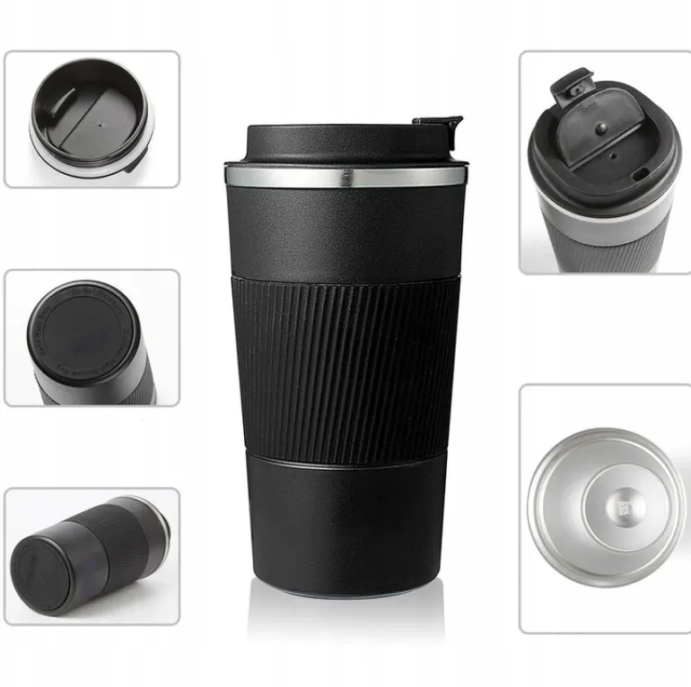 KAIA HOME | Komplet 2x Kubek termiczny 510 ml + 380 ml / czarne