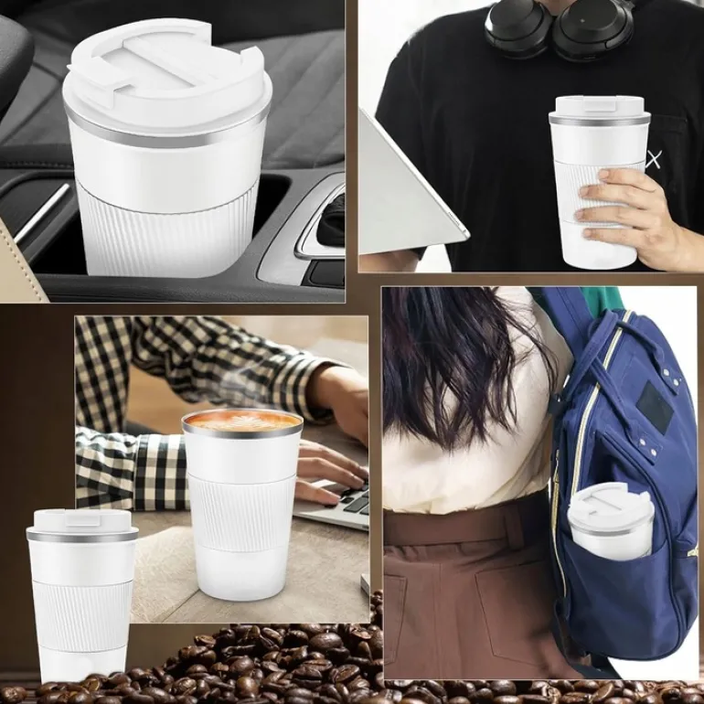 KAIA HOME | Komplet 2x Kubek termiczny 510 ml + 380 ml / białe