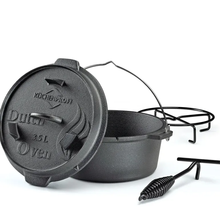 Küchenprofi Garnek żeliwny z akcesoriami do używania na grillu i nad ogniskiem / 3,5 l