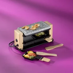 KELA | Bedretto | raclette/grill stołowy, dla 2 os., granit/stal/drewno, 27 x 11 x 13 cm