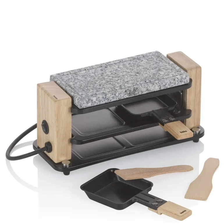 KELA | Bedretto | raclette/grill stołowy, dla 2 os., granit/stal/drewno, 27 x 11 x 13 cm