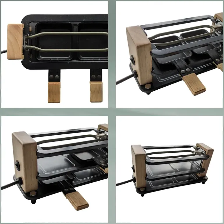 KELA | Bedretto | raclette/grill stołowy, dla 2 os., granit/stal/drewno, 27 x 11 x 13 cm