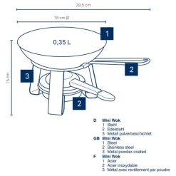 KELA | Joy | mini-wok z podgrzewaczem, stal, 18 cm