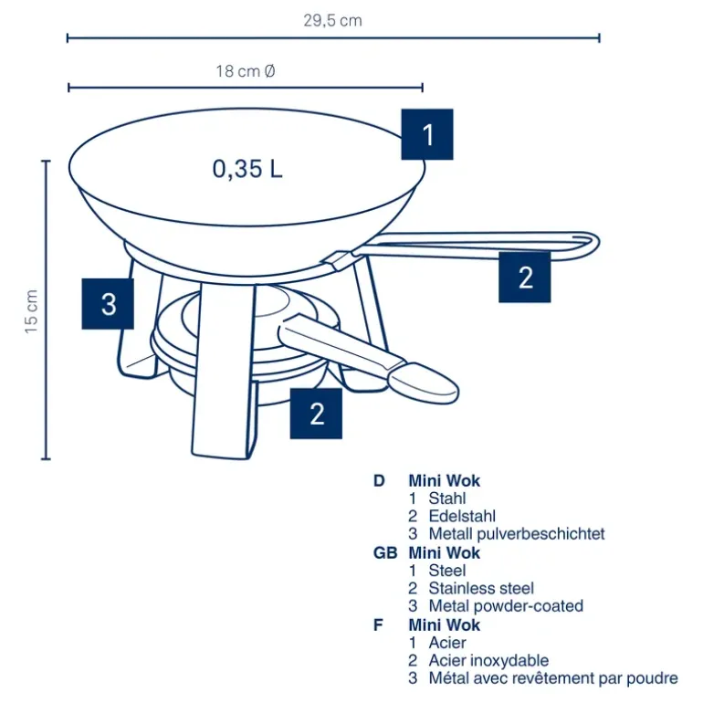 KELA | Joy | mini-wok z podgrzewaczem, stal, 18 cm