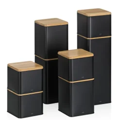 KELA | Kiril | pojemnik kuchenny, metal/bambus, 0,8 l, 11,5 x 11,5 x 9,5 cm