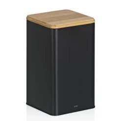 KELA | Kiril | pojemnik kuchenny, metal/bambus, 1,6 l, 11,5 x 11,5 x 19 cm
