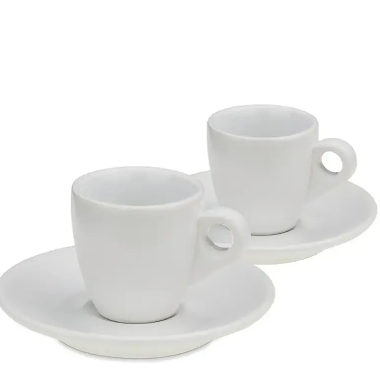 KELA | Mattia | filiżanki do espresso ze spodkami, 2 szt., ceramika, 0,05 l, śred. 12 x 6,5 cm, białe