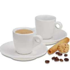KELA | Mattia | filiżanki do espresso ze spodkami, 2 szt., ceramika, 0,05 l, śred. 12 x 6,5 cm, białe