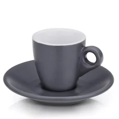 KELA | Mattia | filiżanki do espresso ze spodkami, 2 szt., ceramika, 0,05 l, śred. 12 x 6,5 cm, szare