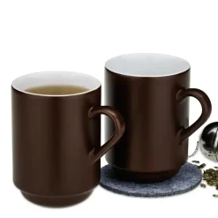 KELA MATTIA Kubki ceramiczne 0,3 l. / 2 szt. / brązowe / FreeForm