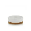 KELA NATURA Ceramiczna mydelniczka z bambusową podstawką ⌀ 12 cm