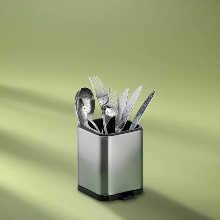 KELA | Plata | ociekacz na sztućce, stal nierdzewna/tworzywo sztuczne, 11,5 x 10 x 12,5 cm
