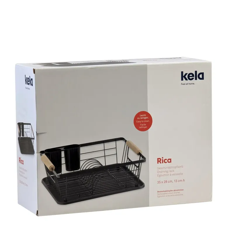 KELA RICA Suszarka do naczyń z ociekaczem 35 x 28 x 13 cm / czarna / FreeForm