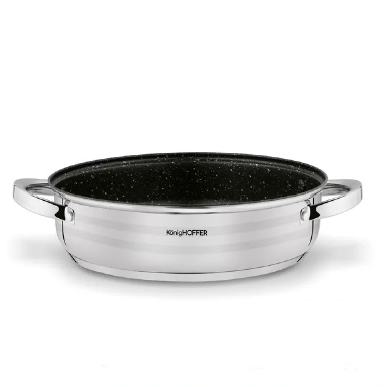 KönigHOFFER BARI SILVER Komplet garnków z pokrywkami + patelnia głęboka 8 el / stal nierdzewna