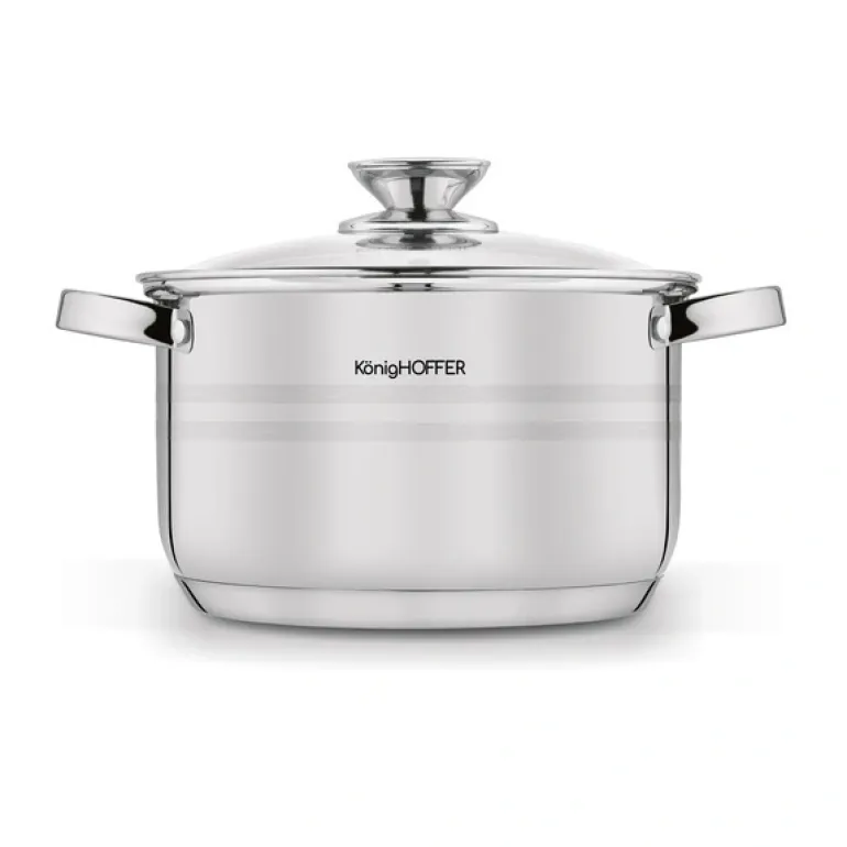 KönigHOFFER BARI SILVER Komplet garnków z pokrywkami + patelnia głęboka 8 el / stal nierdzewna