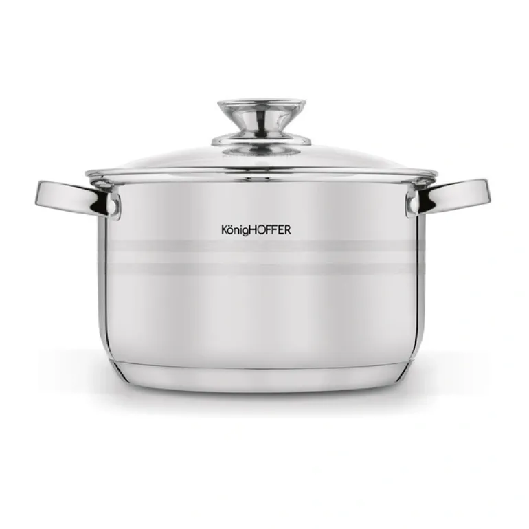 KönigHOFFER | BARI SILVER Komplet garnków całostalowych z pokrywkami 6 el