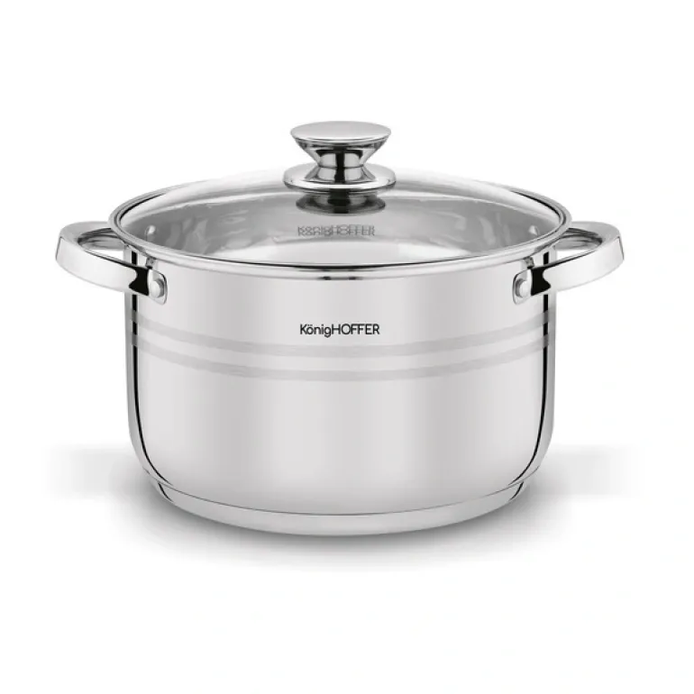 KönigHOFFER | BARI SILVER Komplet garnków całostalowych z pokrywkami 6 el