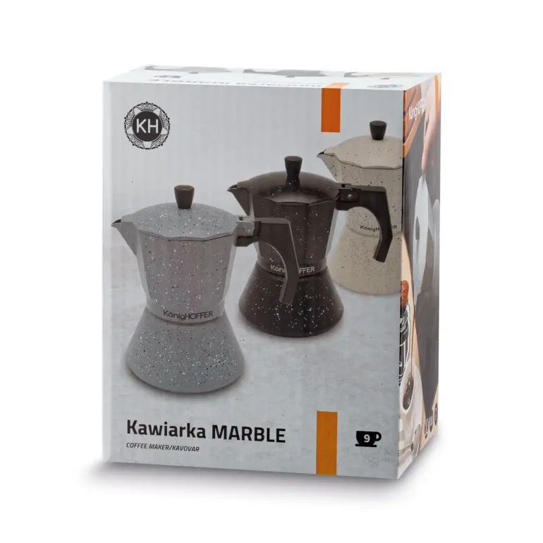 KÖNIGHOFFER BLACK GRANITE MARBLE Kawiarka do espresso 450 ml / aluminium