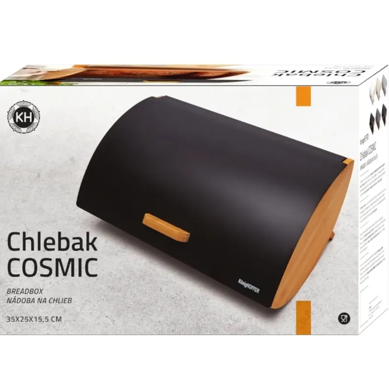KÖNIGHOFFER COSMIC Chlebak biały z otwieraną pokrywą 35 cm / drewno bambusowe