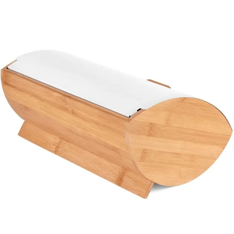 KÖNIGHOFFER COSMIC Chlebak biały z otwieraną pokrywą 35 cm / drewno bambusowe
