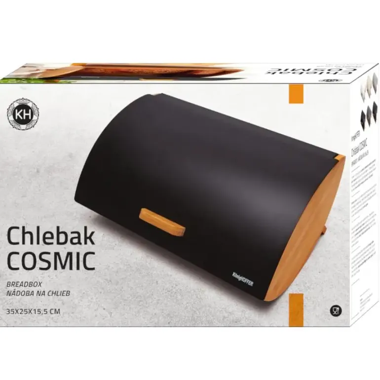KÖNIGHOFFER COSMIC Chlebak kremowy z otwieraną pokrywą 35 cm / drewno bambusowe
