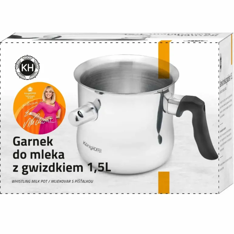KönigHOFFER Garnek do gotowania mleka 1,5 l z gwizdkiem / stal nierdzewna