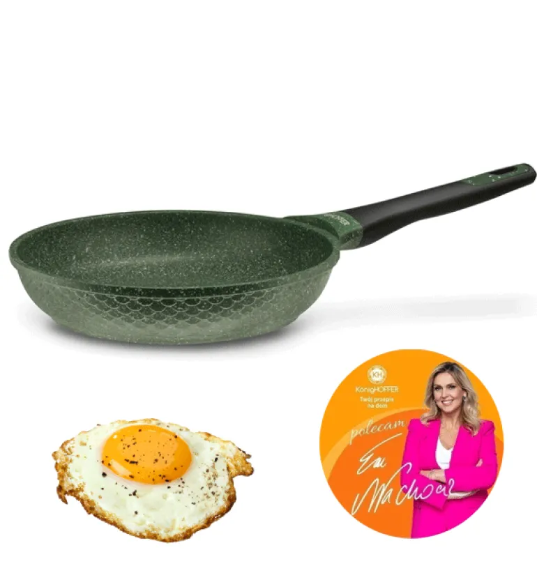 KönigHOFFER GREEN HUSK Patelnia granitowa 24 cm + pokrywka szklana TADAR / indukcja