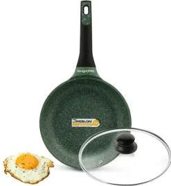 KönigHOFFER GREEN HUSK Patelnia granitowa 24 cm + pokrywka szklana TADAR / indukcja