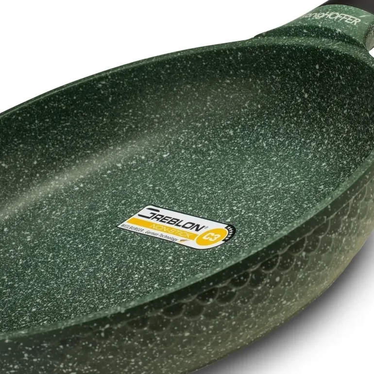 KönigHOFFER GREEN HUSK Patelnia granitowa 20 cm + pokrywka uniwersalna TADAR / indukcja