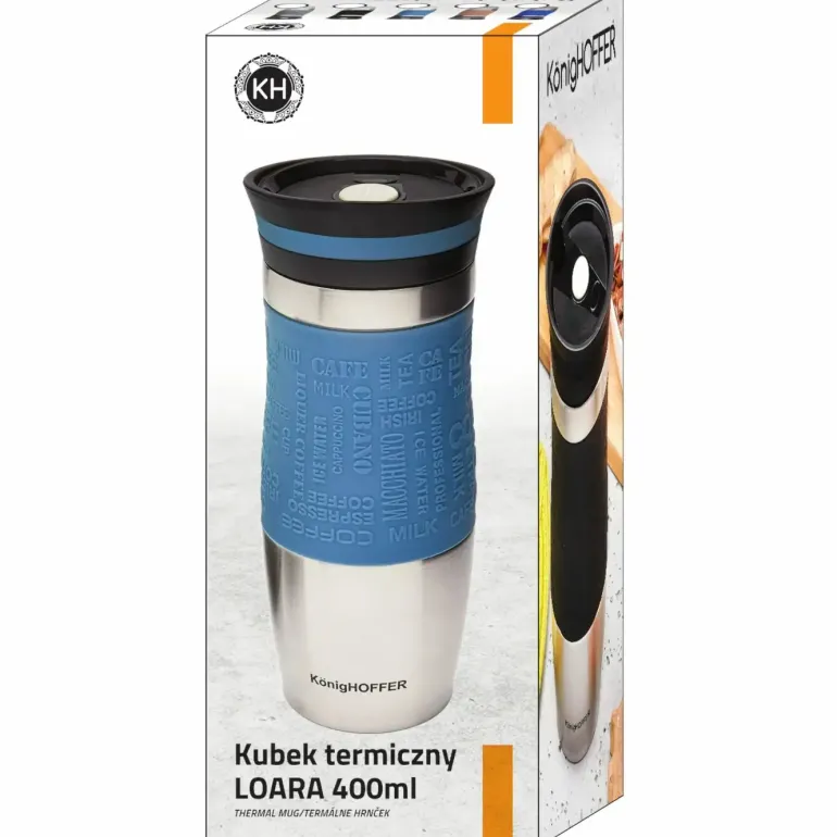 KönigHOFFER LOARA Kubek termiczny 400 ml czarny / stal nierdzewna