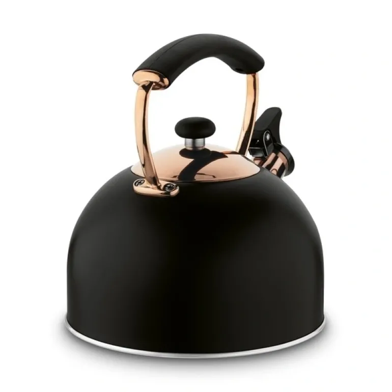 KönigHOFFER | MORENA Czajnik tradycyjny z gwizdkiem 2,3 l rose gold / czarny