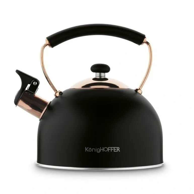 KönigHOFFER | MORENA Czajnik tradycyjny z gwizdkiem 2,3 l rose gold / czarny