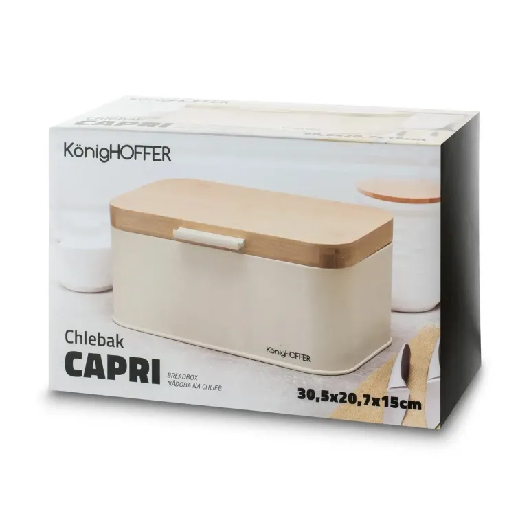 KONIGHOFFER CAPRI Chlebak stalowy 30,5x18x14 cm / kremowy