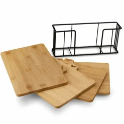 KONIGHOFFER CEDAR Zestaw 4 desek do krojenia ze stojakiem 29x21x7 cm / drewno bambusowe