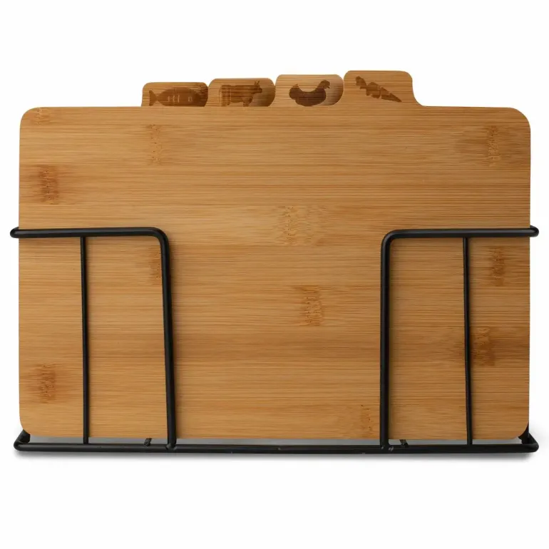KONIGHOFFER CEDAR Zestaw 4 desek do krojenia ze stojakiem 29x21x7 cm / drewno bambusowe