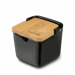KONIGHOFFER CERAMIC Cukiernica 270 ml z bambusową pokrywką + łyżeczka / czarna