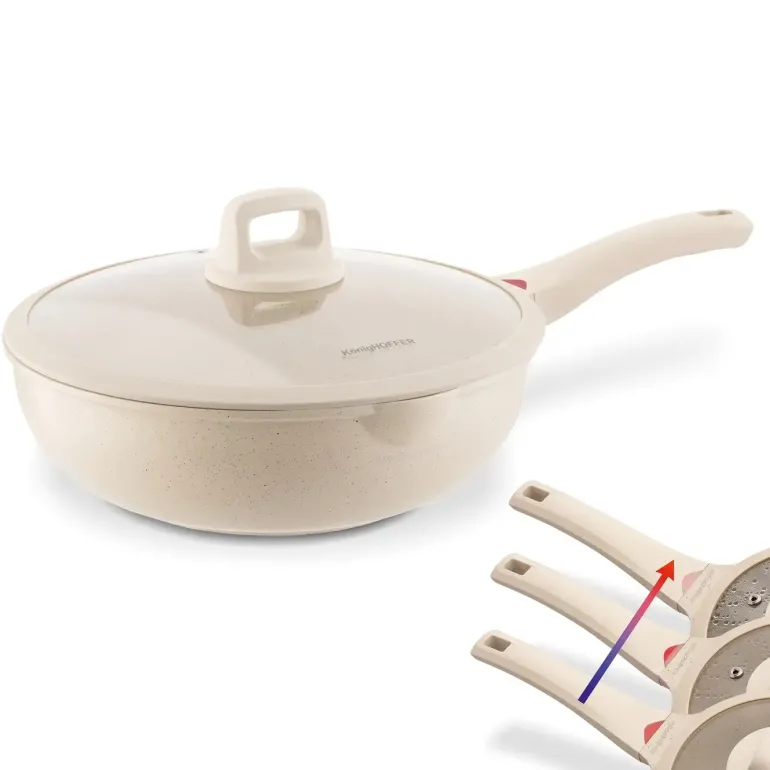 KONIGHOFFER CREAMY MARBLE PATELNIA WOK 30 CM Z POKRYWKĄ / INDUKCJA