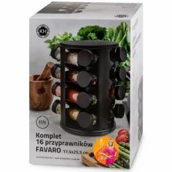 KONIGHOFFER FAVARO Zestaw 16 przyprawników na stojaku / czarny